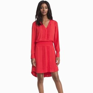 WHBM Pintuck Soft Dress Coral Long Sleeve